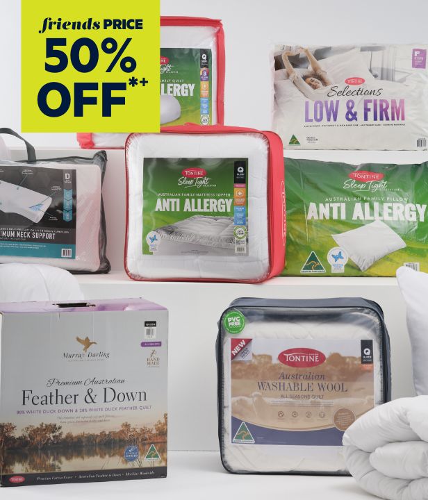 50% Off Full Priced Quilts, Pillows, Blankets & Underlays