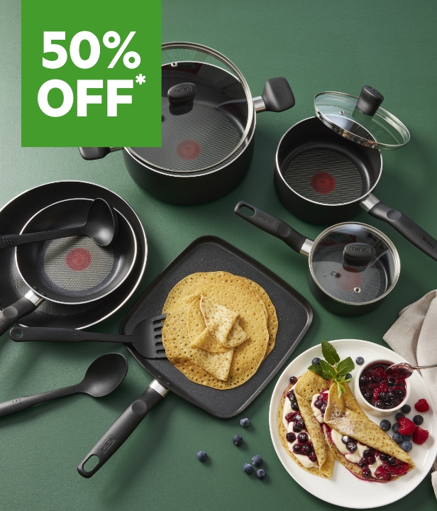 50% Off All Loose Cookware, Frypans & Woks by Tefal