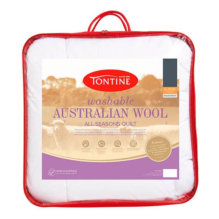 Tontine 350GSM Washable Australian Wool Quilt Queen Bed White Queen