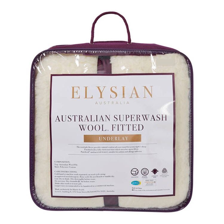 Elysian 450gsm Australian Washable Wool Underlay Queen Bed Queen