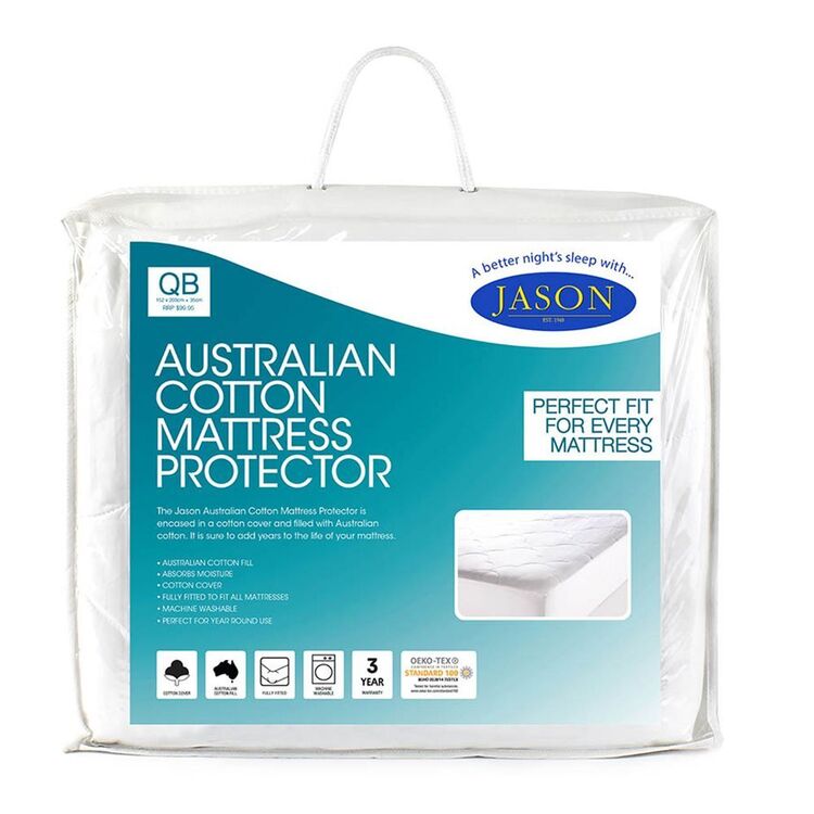 Jason 200gsm Australian Cotton Mattress Protector Queen Bed
