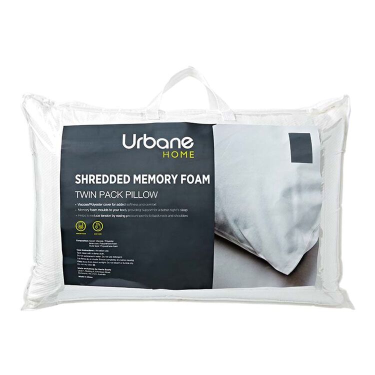 Urbane Home Shredded Memory Foam Pillow 2 Pack