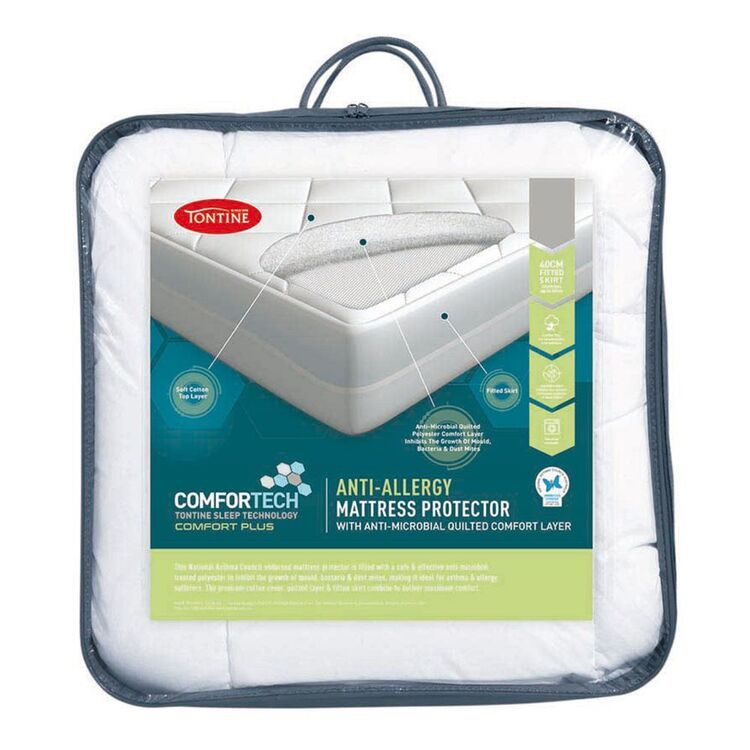 Tontine Comfortech Anti Allergy Mattress Protector Double Bed White Double
