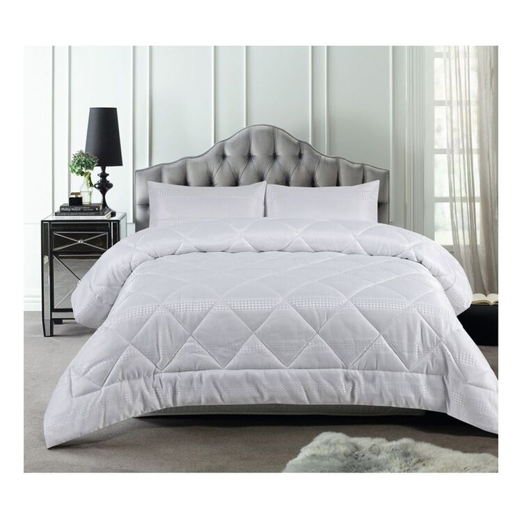Accessorize Waffle 3 Piece Jacquard Comforter Set King Bed White King