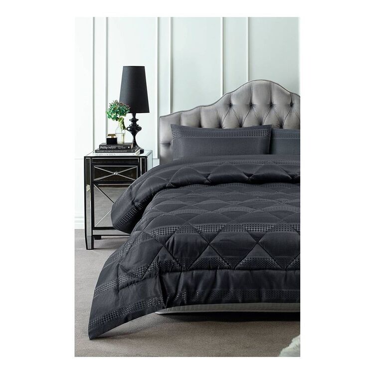 Accessorize Waffle 3 Piece Jacquard Comforter Set King Bed