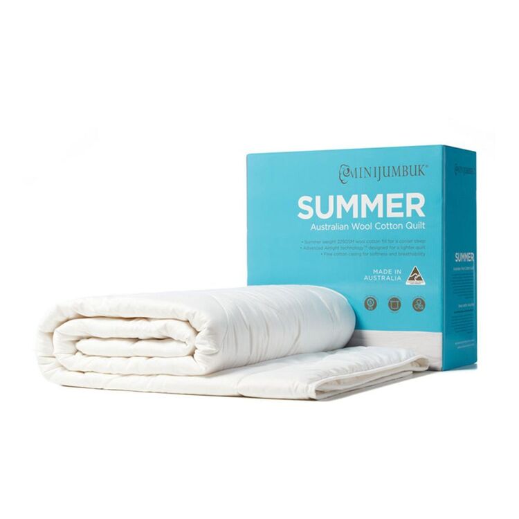 Mini Jumbuk 225gsm Summer Wool Cotton Quilt Queen Bed