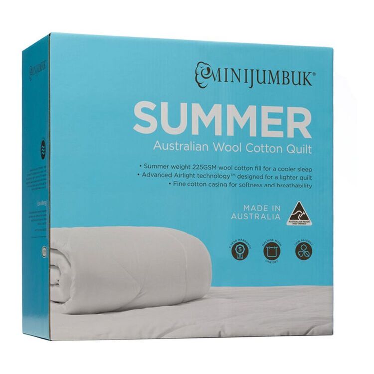 Mini Jumbuk 225gsm Summer Wool Cotton Quilt Super King Bed