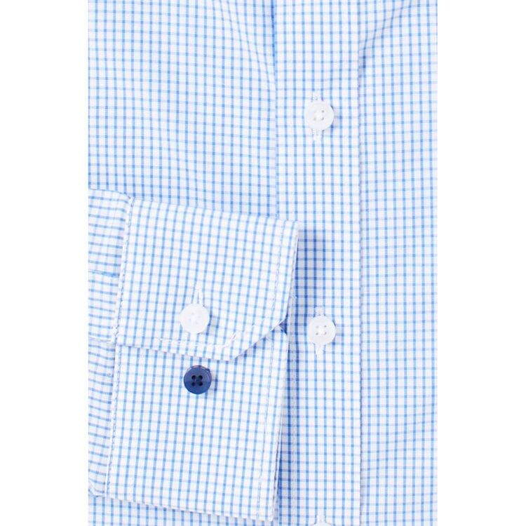 Van Heusen Men's Long Sleeve Mini Check Classic Fit Shirt White, Blue & Chalk