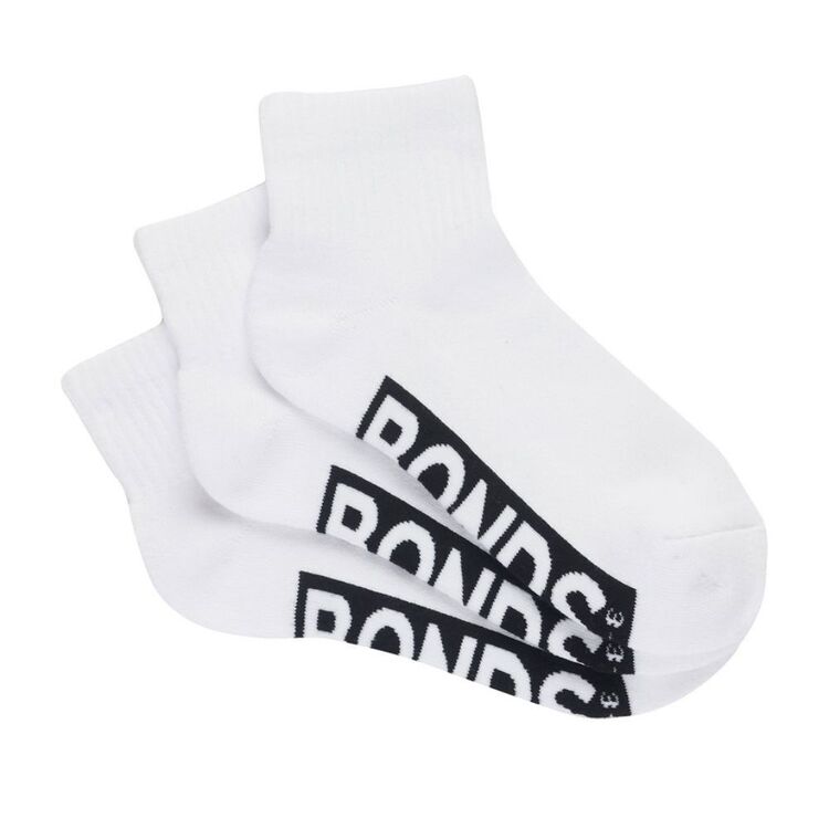 Bonds Logo Quarter Crew Socks 3 Pack