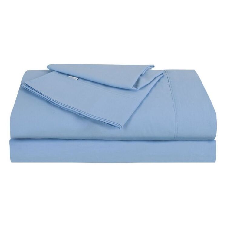 Soren 250 Thread Count Cotton Percale Sheet Set Queen Bed Blue Queen