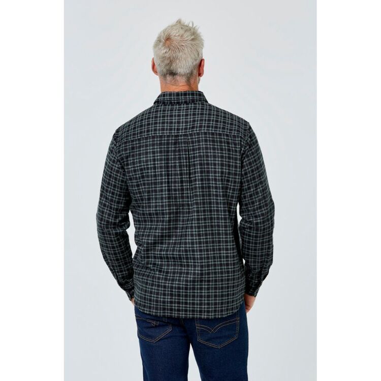 Bronson Basic Men's Seville Cotton Printed Flannelette Shirt Khaki