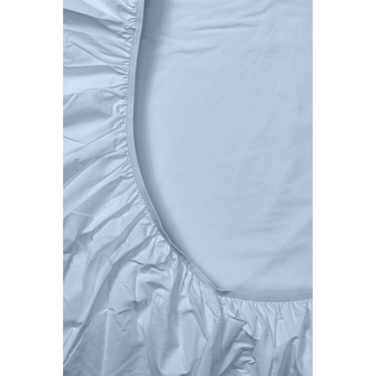 Linen House 300 Thread Count Cotton Fitted Sheet Queen Bed Blue Queen