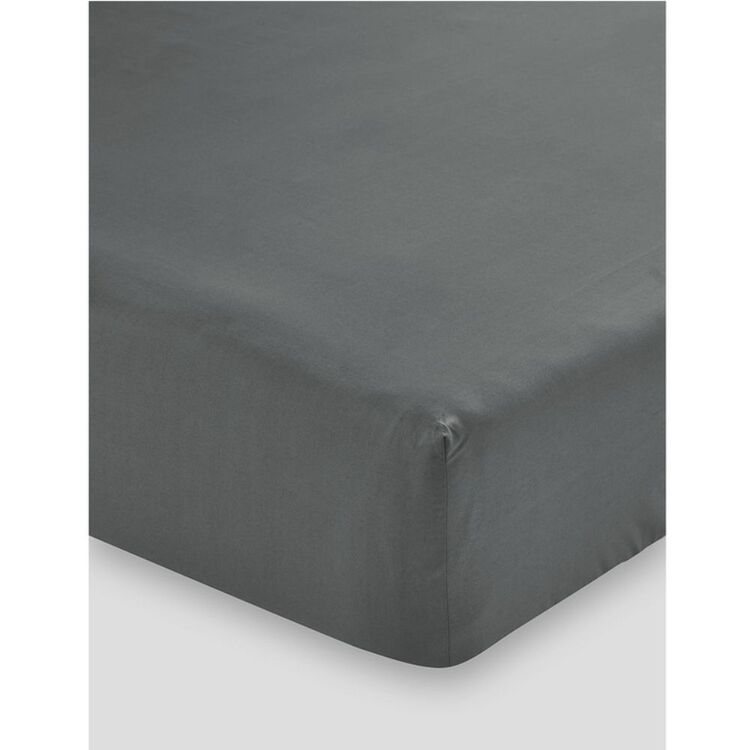 Linen House 300 Thread Count 50cm Fitted Sheet Queen Bed Charcoal Queen