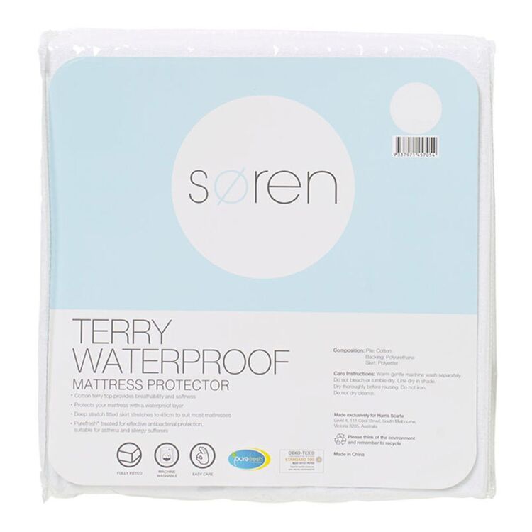 Soren Terry Waterproof Mattress Protector Single Bed