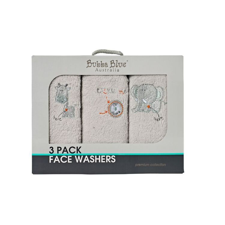 Bubba Blue 3 Pack Face Washers 25x25cm