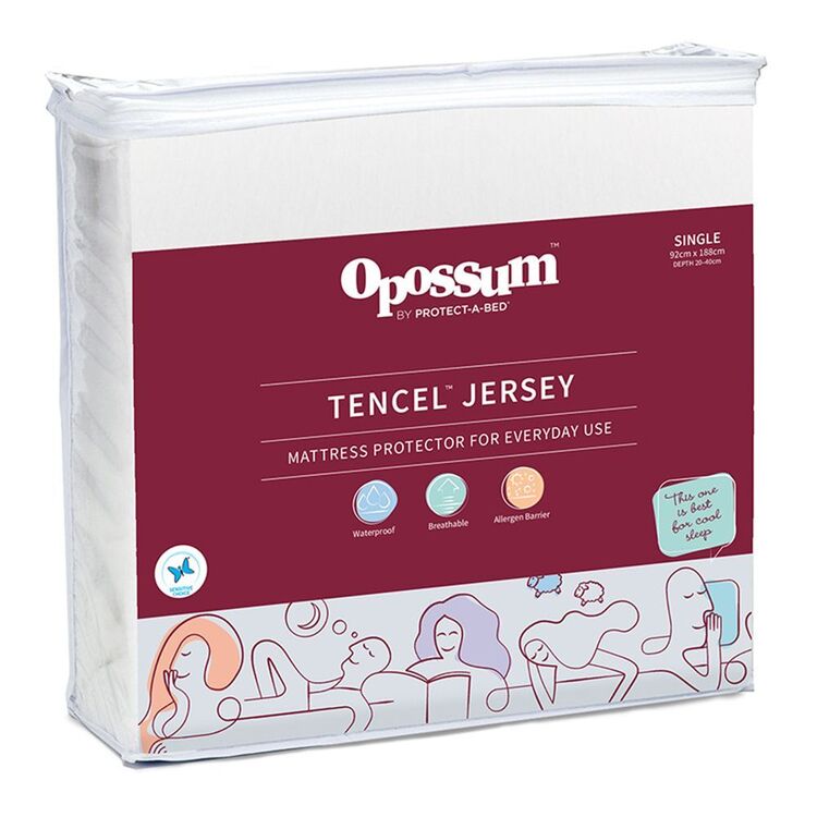 Opossum by Protect-A-Bed Tencel Jersey Waterproof Mattress Protector Single Bed Single