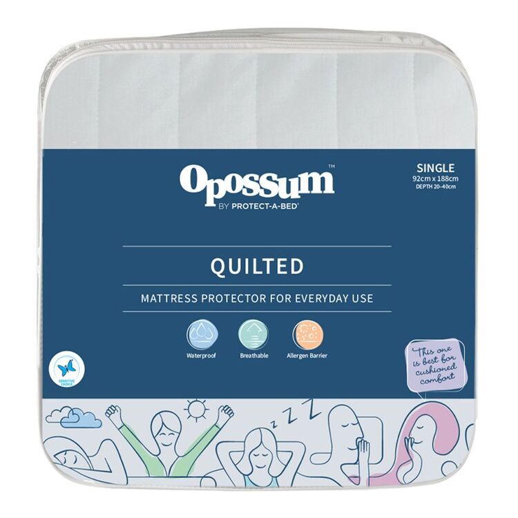 Opossum by Protect-A-Bed Quilted Waterproof Mattress Protector Single Bed