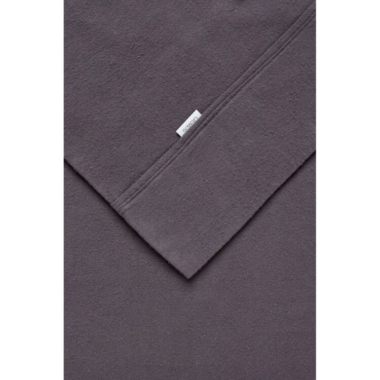 Soren Plain Dyed Flannelette Sheet Set Queen Bed Charcoal Queen