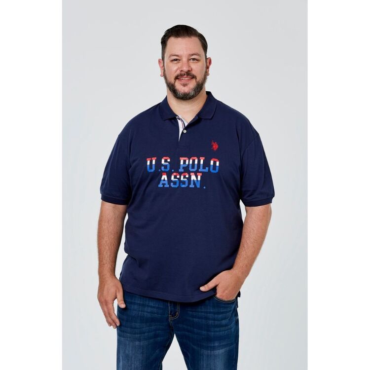 U.S. Polo Assn. Big Men's Short Sleeve Polo With 3 Tone Brand Logo