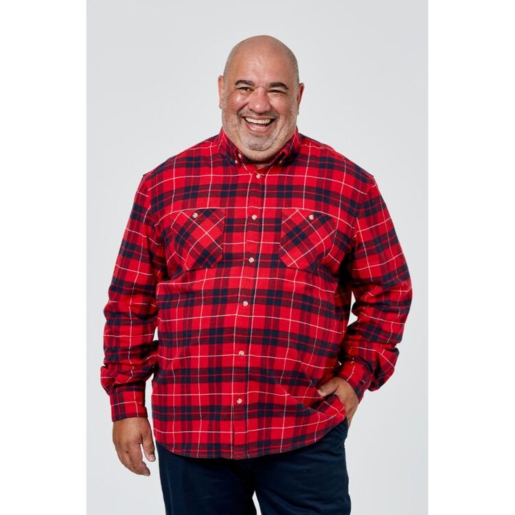 Bronson Big Men's Moritz Long Sleeve Brushed Flannel Shirt