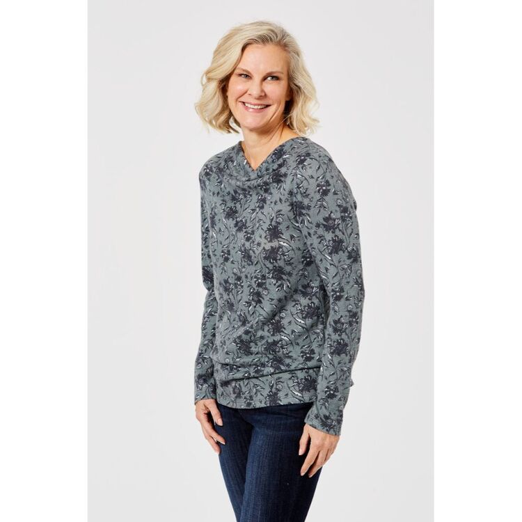 Savannah Printed Cosy Top with Cowl Neck
