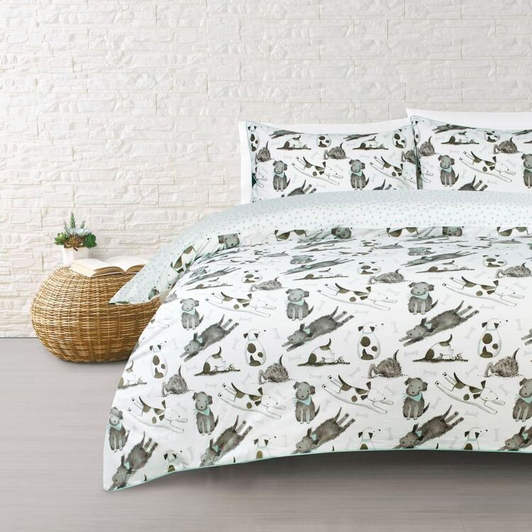 Mozi Mutts 300 Thread Count Cotton Sateen Quilt Cover Set King Bed King