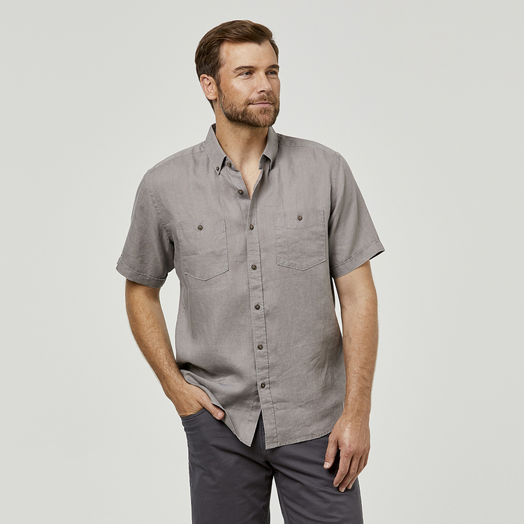 JC Lanyon Nash Solid Linen Short Sleeve Shirt