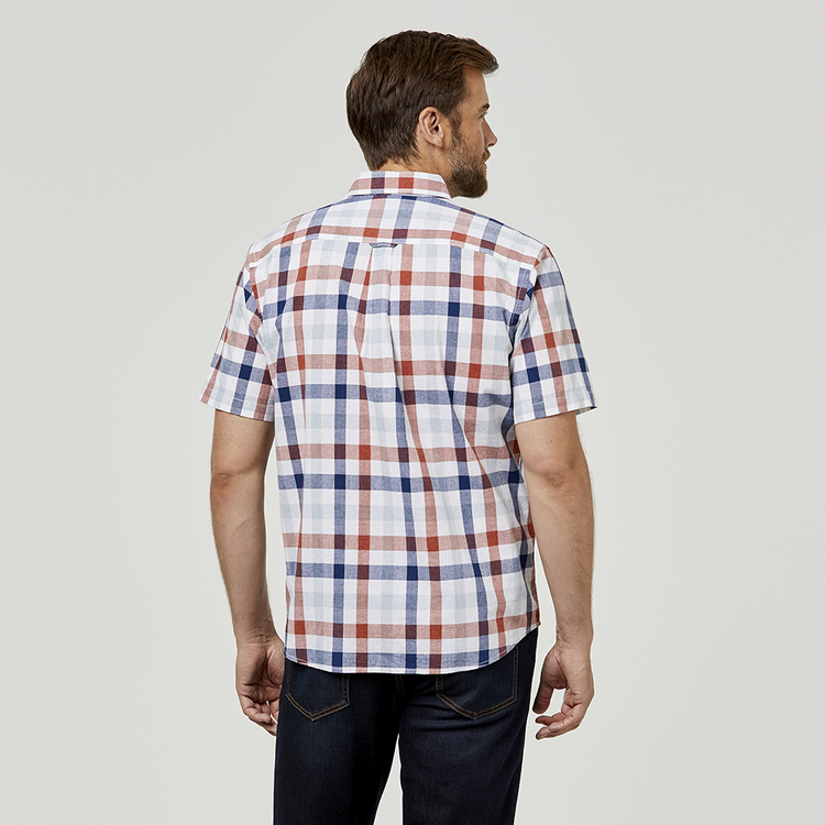 JC Lanyon Powel Linen Cotton Short Sleeve Shirt Berry