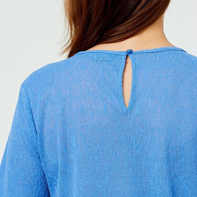 Savannah Lace Detail Vee Neck Top Blue