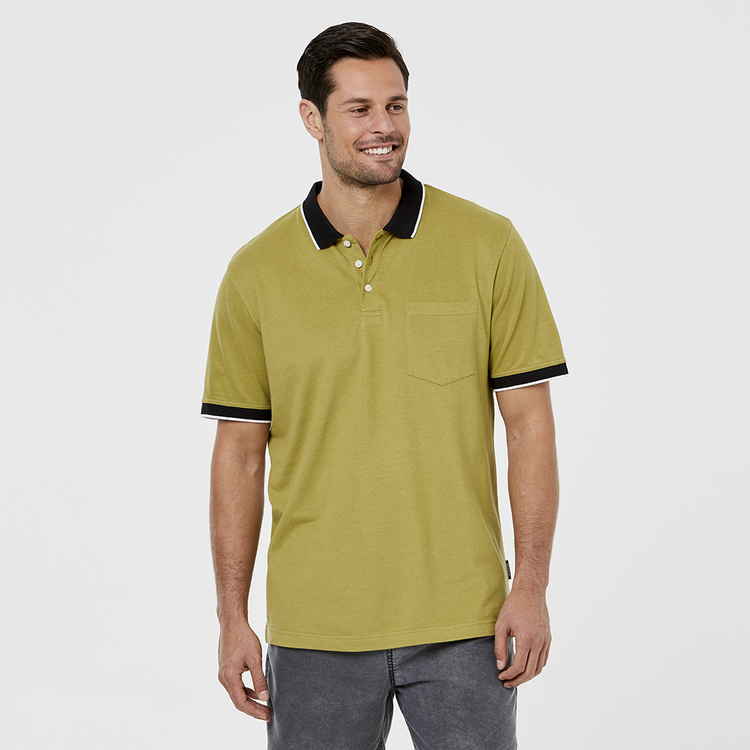 Bronson Casual Southgate Short Sleeve Cotton Pique Polo with Tipping