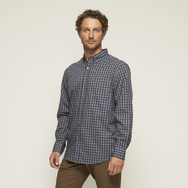 JC Lanyon Men's Dunn Easy Care Cotton Long Sleeve Check Shirt