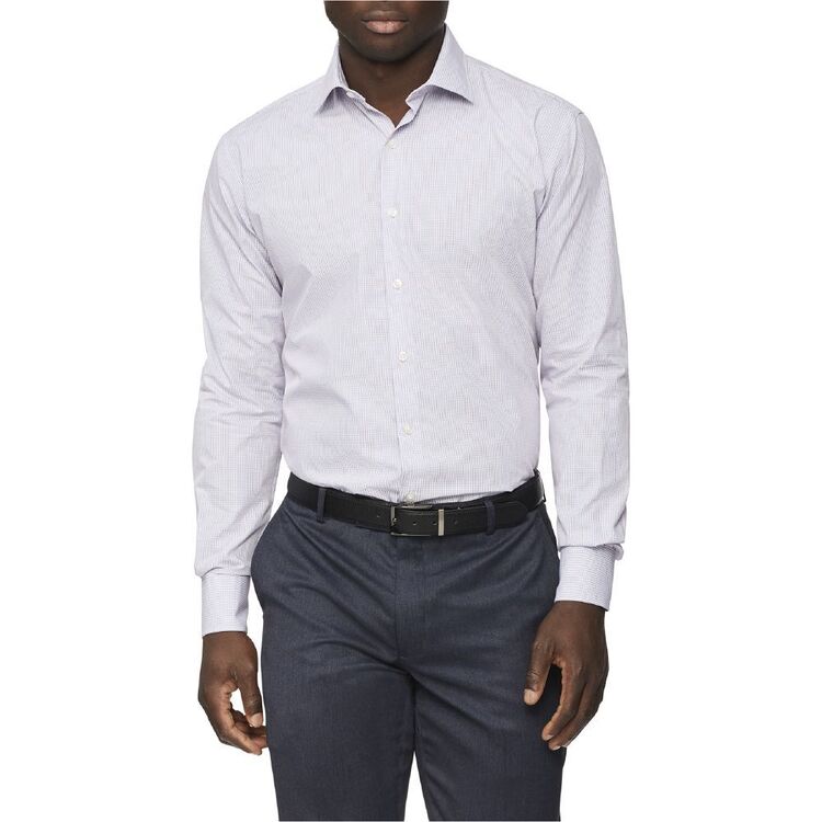 Van Heusen Tailored Fit Mini Check Long Sleeve Shirt
