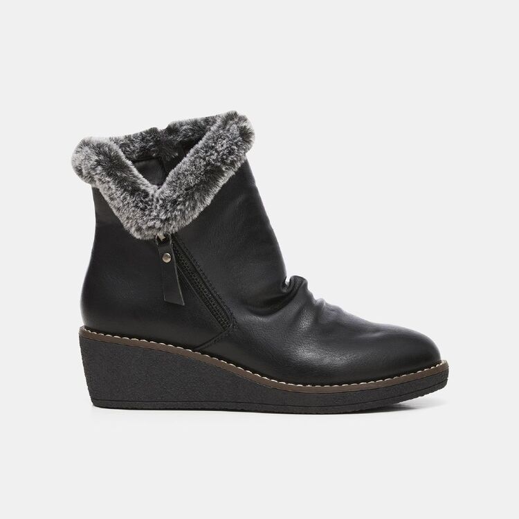 Savannah Cleary Fur Trimmed Ruched Ankle Boot
