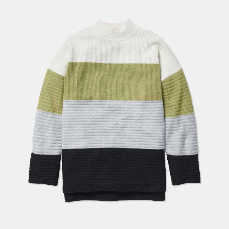 Khoko Collection Stripe Winter Weight Pullover Grey & Multicoloured