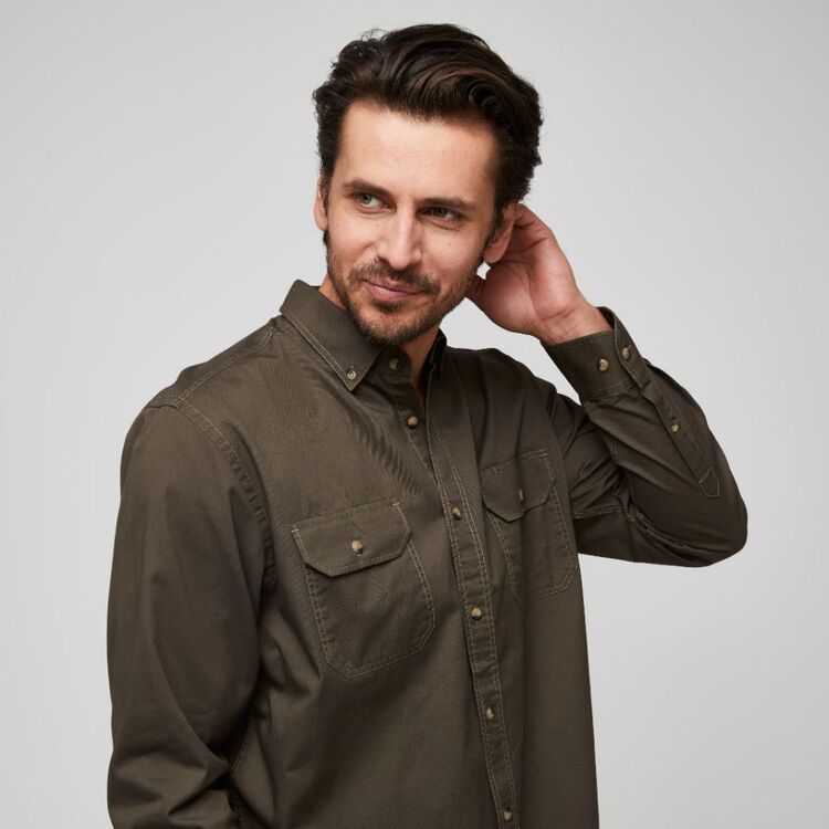 JC Lanyon Gepp Relaxed Wash Cotton Long Sleeve Shirt