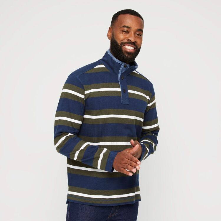 JC Lanyon Funnel Neck Button Front Rugby