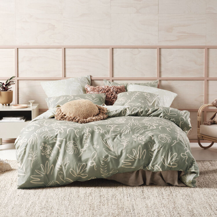 Linen House Adley Cotton Quilt Cover Set King Bed
