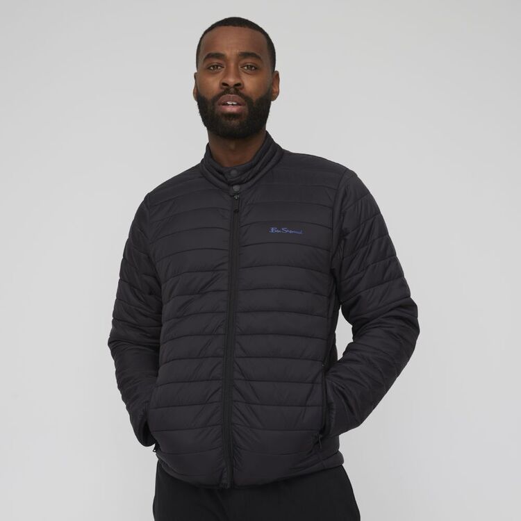 Ben Sherman Quilted Funnel Neck Jacket With Rubber Chest Logo