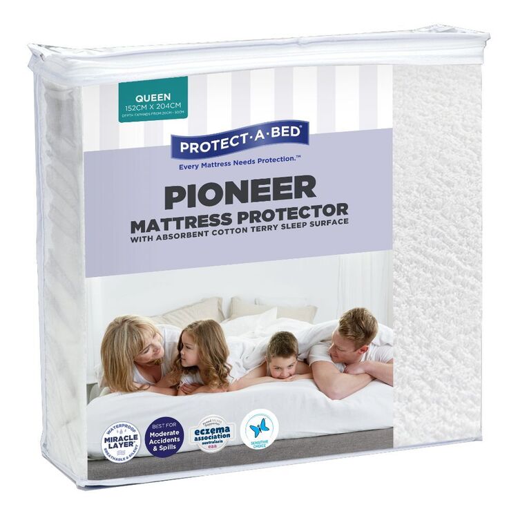 Protect-A-Bed Pioneer Terry Fitted Mattress Protector Queen Bed White