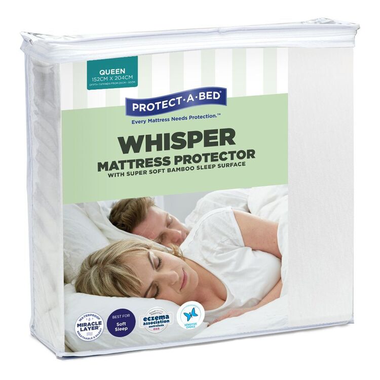 Protect-A-Bed Whisper Bamboo Jersey Fitted Mattress Protector Queen Bed