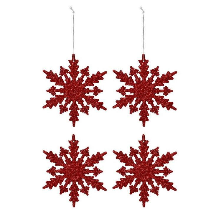 Soren 4-Piece Snowflake Ornament Red