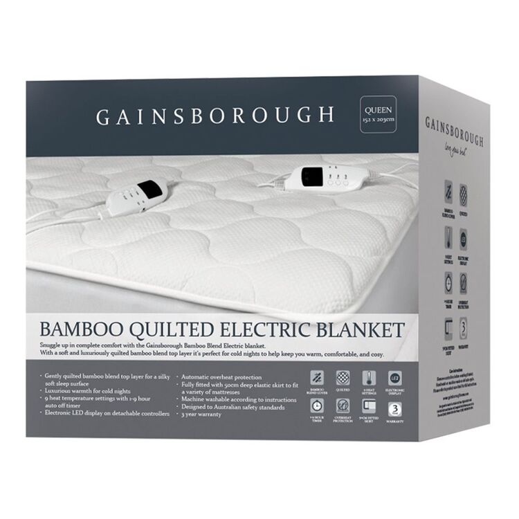 Gainsborough Bamboo Quilted Electric Blanket Queen Bed