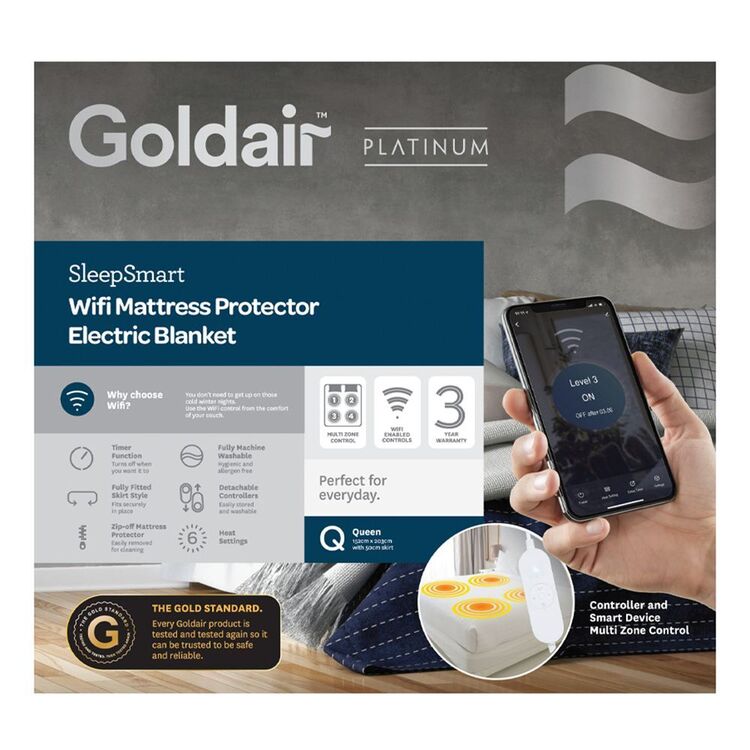 Goldair Platinum Quilted Mattress Protector with WiFi/Smart Home Queen Bed
