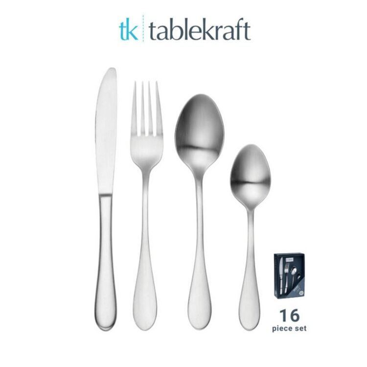 Table Kraft Tablekraft Soho 18/10 16-Piece Matte Cutlery Set