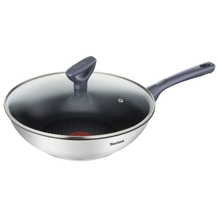 Tefal Daily Cook Induction Stainless Steel Wok with Lid 28cm