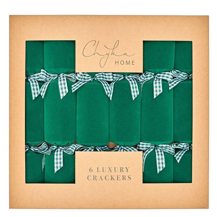 CHYKA HOME 6pk 14" Flocked Green Crackers