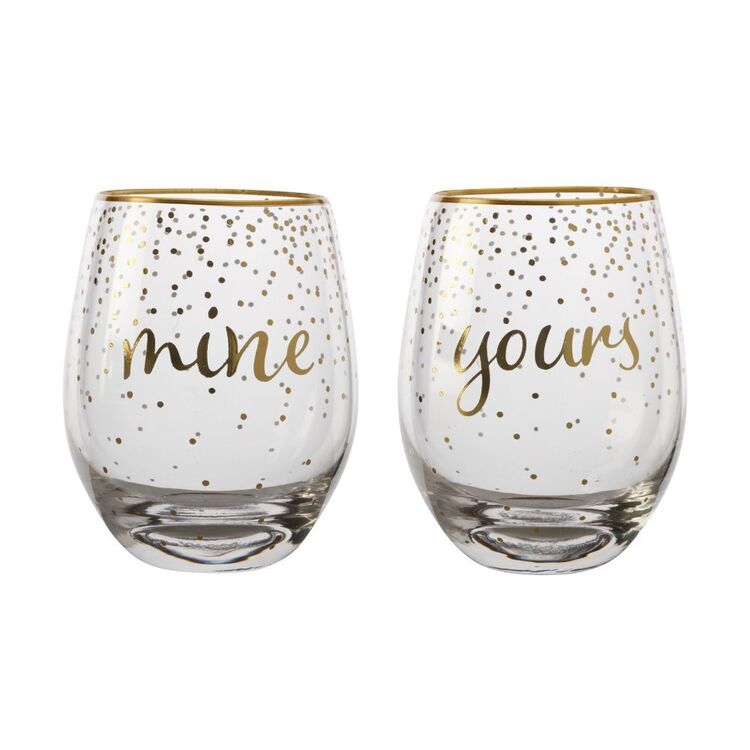 MAXWELL & WILLIAMS CELEBRATIONS STEMLESS GLASS 500ML SET OF 2 MINE YOURS
