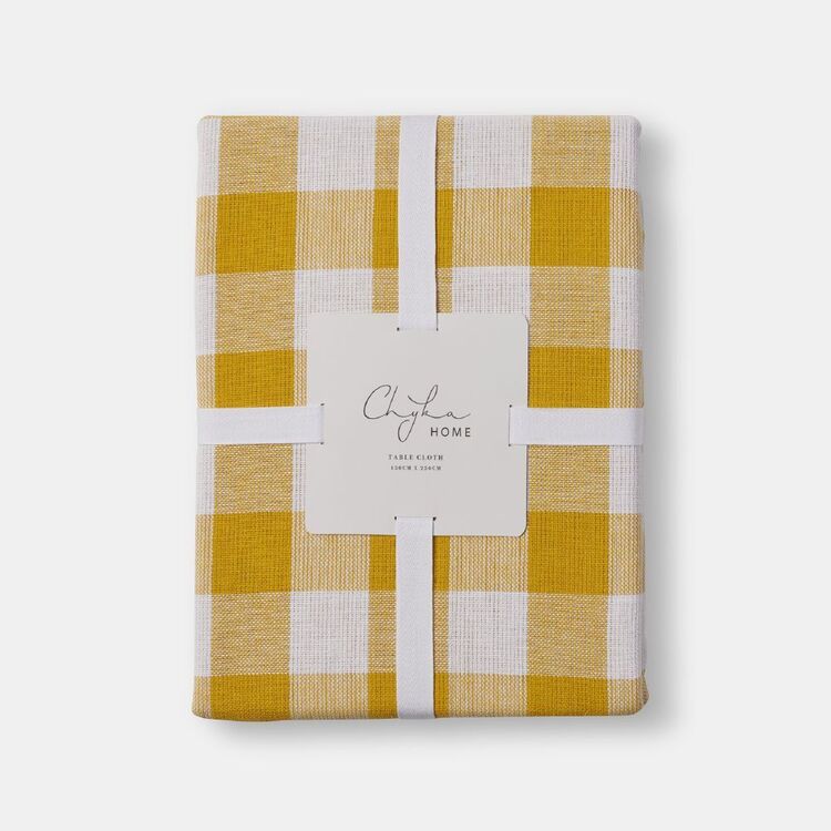 Chyka Gingham Tablecloth 150x250cm Mustard