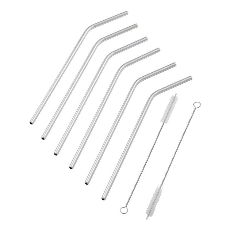 Davis & Waddell Fine Foods Stainless Steel Straws With Cleaning Brushes 8 Piece Set