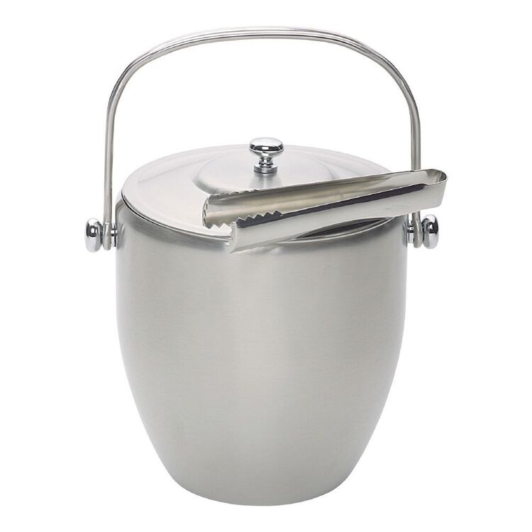 BARCRAFT Ice Bucket with Lid and Tongs StainlessSteel
